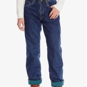 STANLEY JEAN GREEN FLEECE LINED BLUE DENIM SIZE 34x30